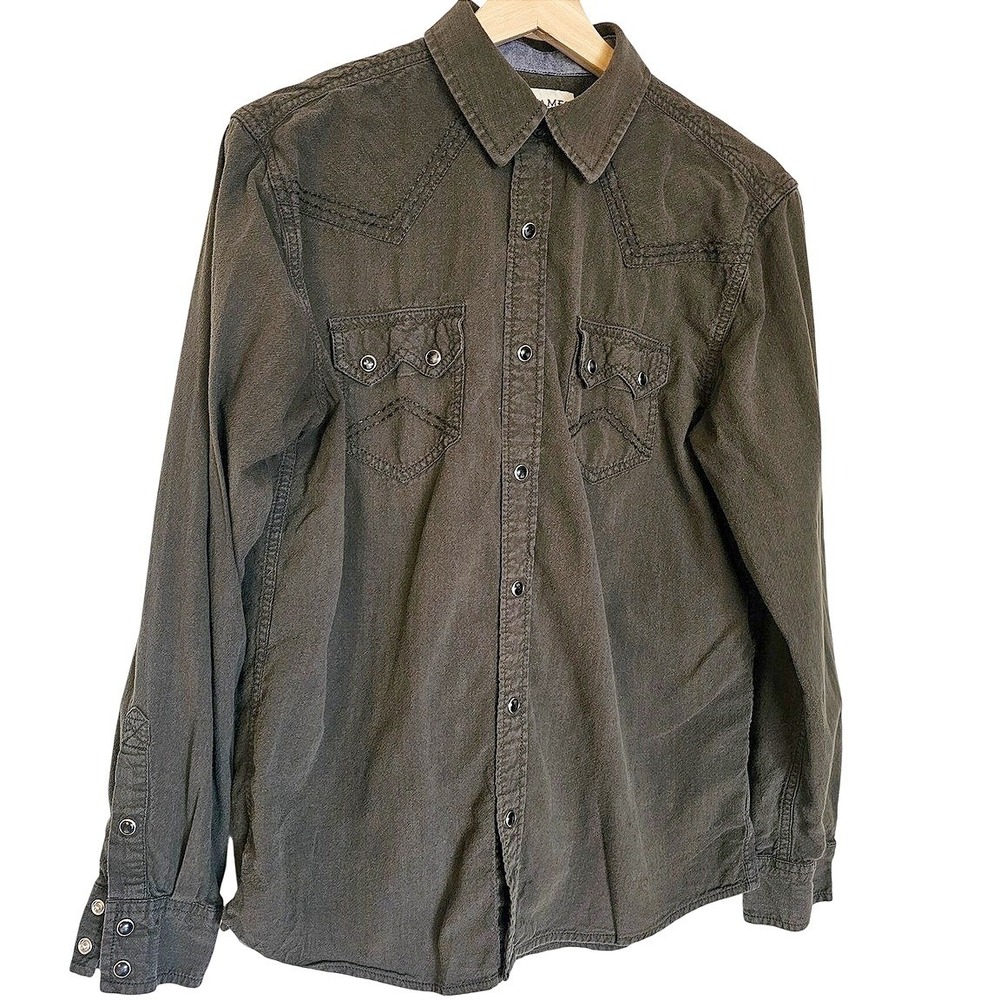 Cody‎ James Mens Dark Gray Snap Button Western Shirt Size S Authentic